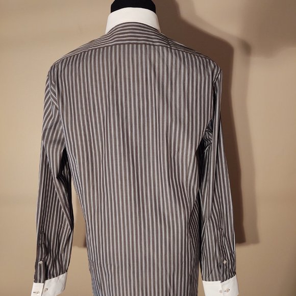 EMILIO GUIDO SLIM FIT MEN LONG SLEEVE STRIPE DRESS SHIRT - SIZE XL (44) - Picture 11 of 11